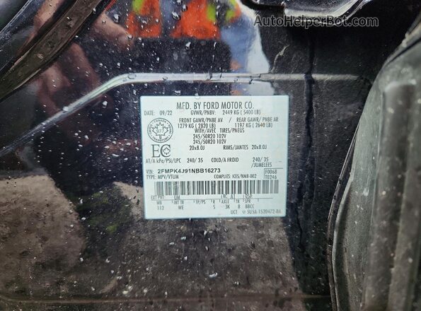 2FMPK4J91NBB16273 2022 FORD EDGE Black Vista de la etiqueta del VIN