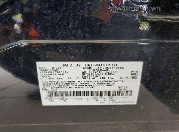 2FMPK4J91RBA77657 2024 FORD EDGE Black Вид наклейки з VIN-кодом