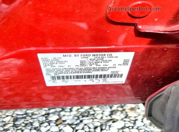 2FMPK4J94RBA33989 2024 FORD EDGE Красный Вид наклейки с VIN-кодом