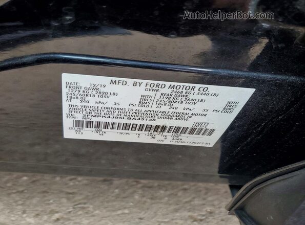 2FMPK4J95LBA45138 2020 FORD EDGE Black Vista de la etiqueta del VIN