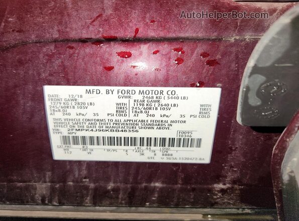 2FMPK4J96KBB48356 2019 FORD EDGE Purple 