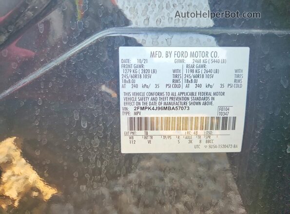 2FMPK4J96MBA57073 2021 FORD EDGE Charcoal 