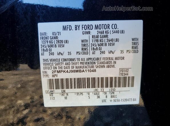 2FMPK4J98MBA11048 2021 FORD EDGE Черный 