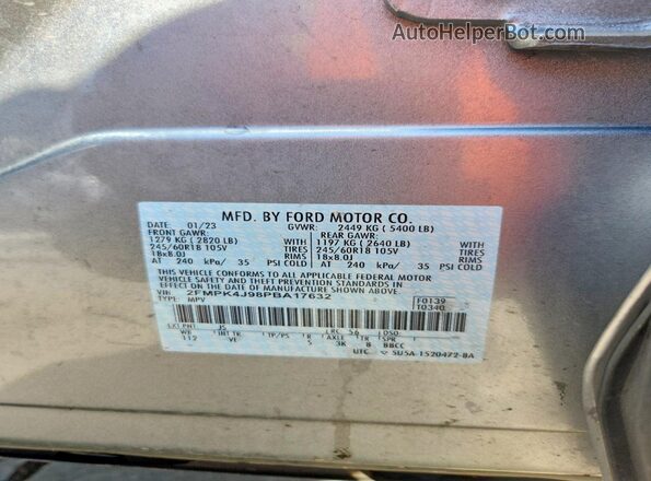 2FMPK4J98PBA17632 2023 FORD EDGE Silver VIN կոդի պիտակի տեսք