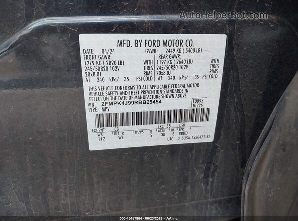 2FMPK4J99RBB25454 2024 FORD EDGE Синий Вид подкапотного пространства