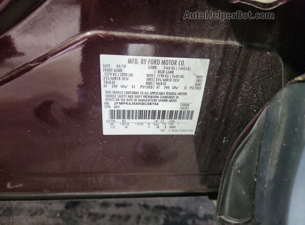 2FMPK4J9XKBC08154 2019 FORD EDGE Бордовый 