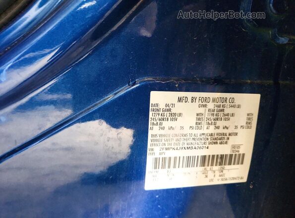 2FMPK4J9XMBA06014 2021 FORD EDGE Blue VIN կոդի պիտակի տեսք