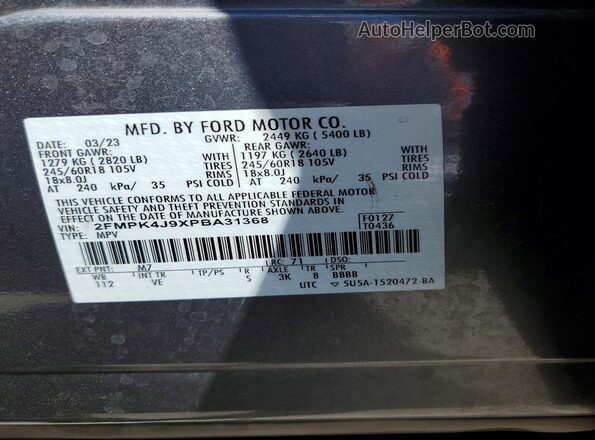 2FMPK4J9XPBA31368 2023 FORD EDGE Gray 