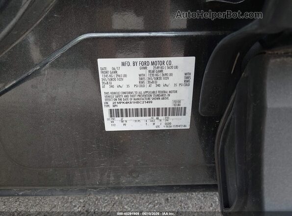 2FMPK4K81HBC21499 2017 FORD EDGE Gray Engine compartment view