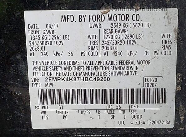 2FMPK4K87HBC49260 2017 FORD EDGE Black 