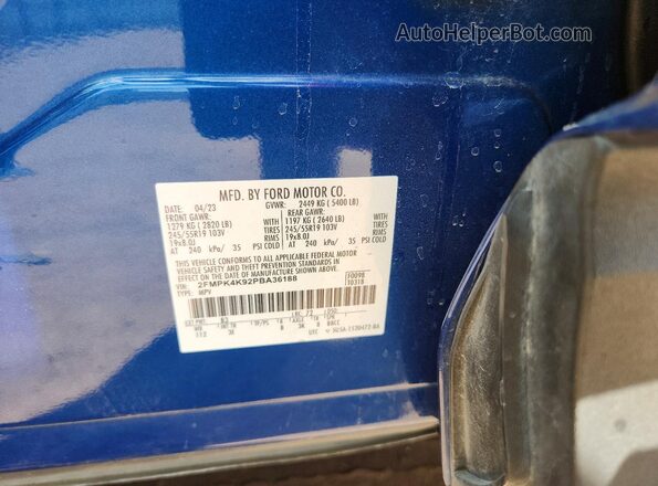 2FMPK4K92PBA36188 2023 FORD EDGE Blue Շարժիչի բաժամունքի տեսք