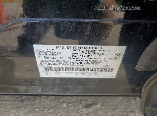 2FMPK4K93KBB36762 2019 FORD EDGE Black VIN կոդի պիտակի տեսք