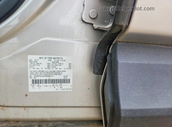 2FMPK4K94JBB89212 2018 FORD EDGE Silver Vista de la etiqueta del VIN