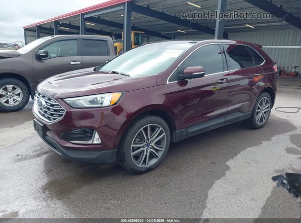 2FMPK4K94MBA34955 2021 FORD EDGE Maroon Vista tres cuartos delantera izquierda