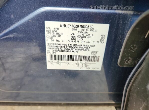 2FMPK4K95JBB57353 2018 FORD EDGE Blue 