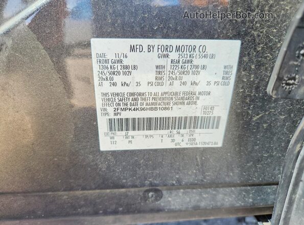 2FMPK4K96HBB10861 2017 FORD EDGE Серый 