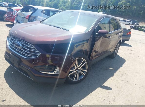 2FMPK4K96KBC55731 2019 FORD EDGE Maroon წინა მარცხენა ხედი სამი მეოთხედიდან