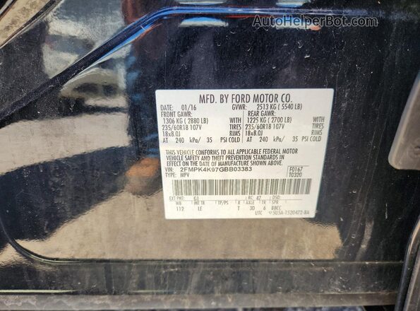 2FMPK4K97GBB03383 2016 FORD EDGE Black 