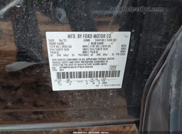 2FMPK4K97PBA58946 2023 FORD EDGE Black Engine compartment view