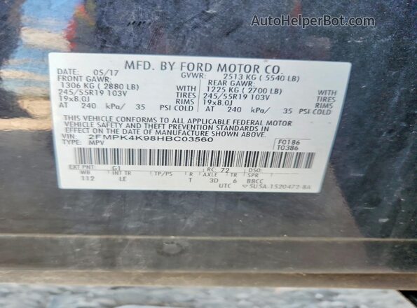 2FMPK4K98HBC03560 2017 FORD EDGE Black 