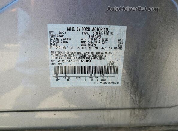 2FMPK4K98PBA59054 2023 FORD EDGE Silver Սալոնի 360 աստիճան տեսք
