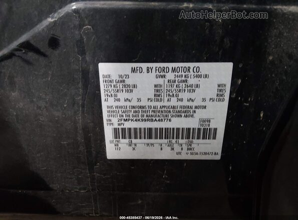 2FMPK4K99RBA48776 2024 FORD EDGE Dark Blue Widok komory silnika