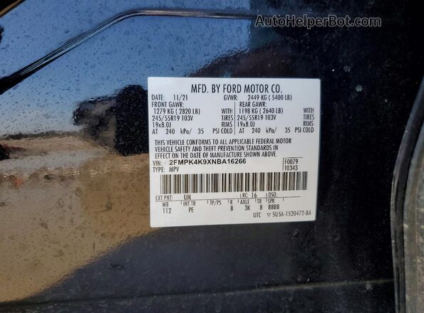 2FMPK4K9XNBA16266 2022 FORD EDGE Black 