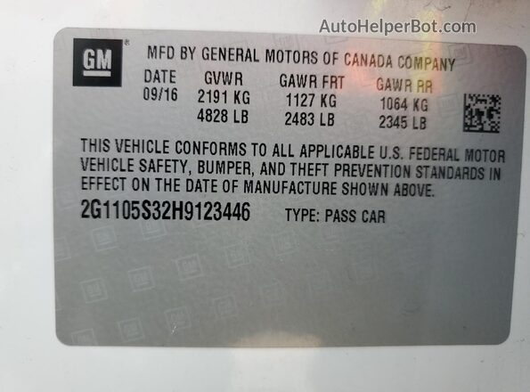 2G1105S32H9123446 2017 CHEVROLET IMPALA White Շարժիչի բաժամունքի տեսք