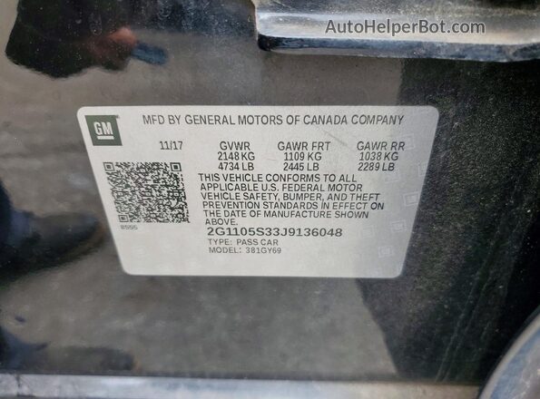 2G1105S33J9136048 2018 CHEVROLET IMPALA Black Widok komory silnika