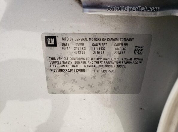 2G1105S34J9112955 2018 CHEVROLET IMPALA Gray 