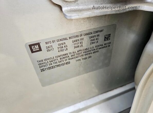 2G1105S37H9197459 2017 CHEVROLET IMPALA Серебряный Вид подкапотного пространства