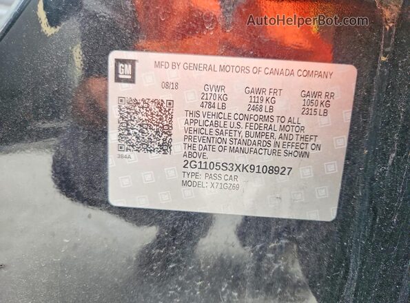 2G1105S3XK9108927 2019 CHEVROLET IMPALA Black Вид підкапотного простору