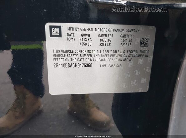 2G1105SA6H9176360 2017 CHEVROLET IMPALA Black Շարժիչի բաժամունքի տեսք