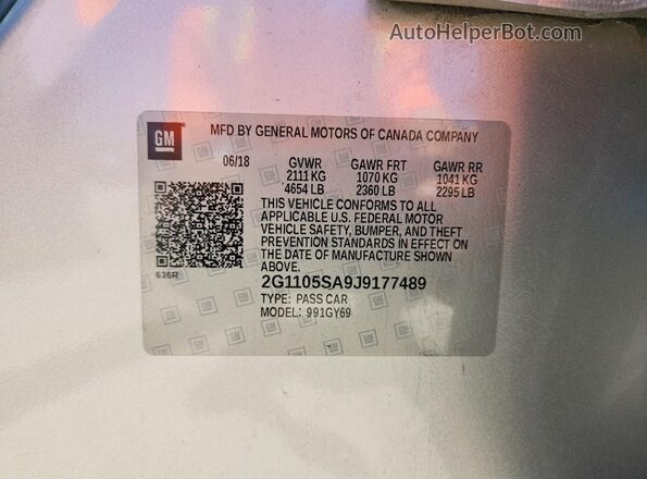 2G1105SA9J9177489 2018 CHEVROLET IMPALA Silver ძრავის განყოფილების ხედი