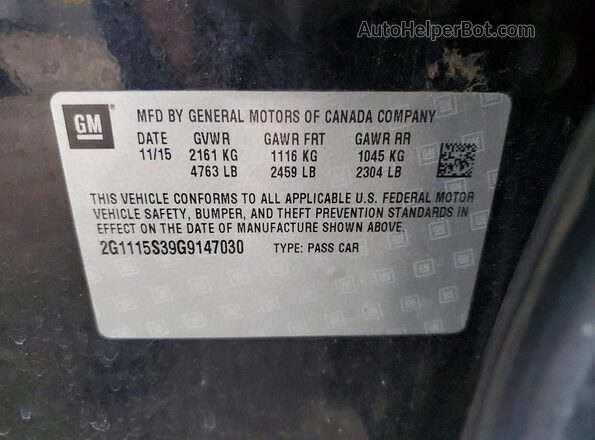 2G1115S39G9147030 2016 CHEVROLET IMPALA Black 