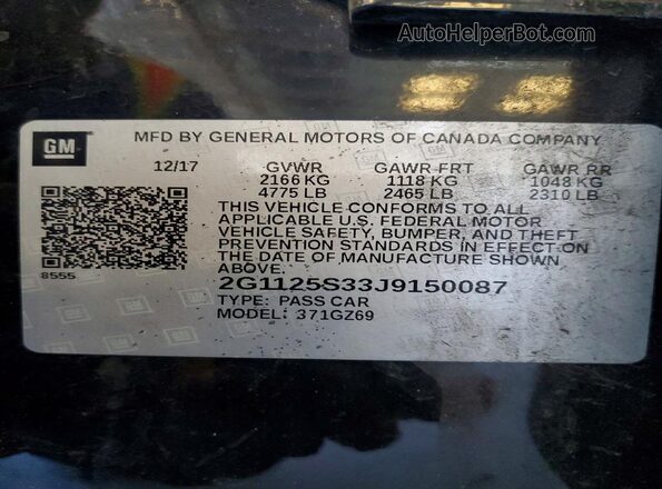 2G1125S33J9150087 2018 CHEVROLET IMPALA Черный 