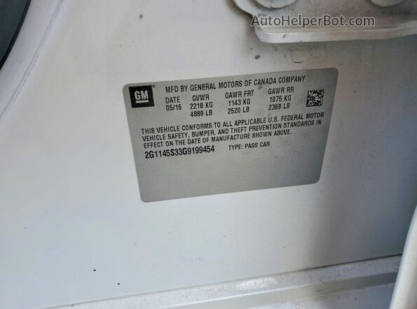2G1145S33G9199454 2016 CHEVROLET IMPALA White Engine compartment view