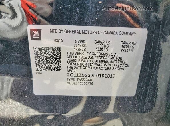 2G11Z5S32L9101817 2020 CHEVROLET IMPALA Black Vista del compartimento del motor