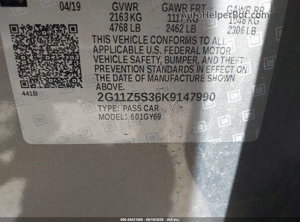 2G11Z5S36K9147990 2019 CHEVROLET IMPALA Gray Widok komory silnika