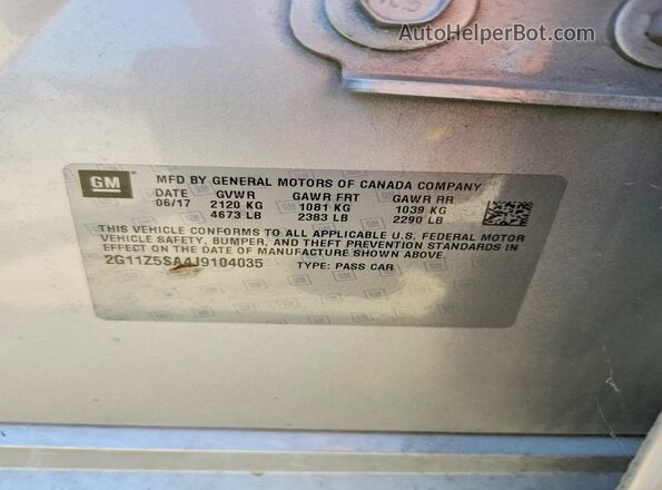 2G11Z5SA4J9104035 2018 CHEVROLET IMPALA Серебряный Вид подкапотного пространства