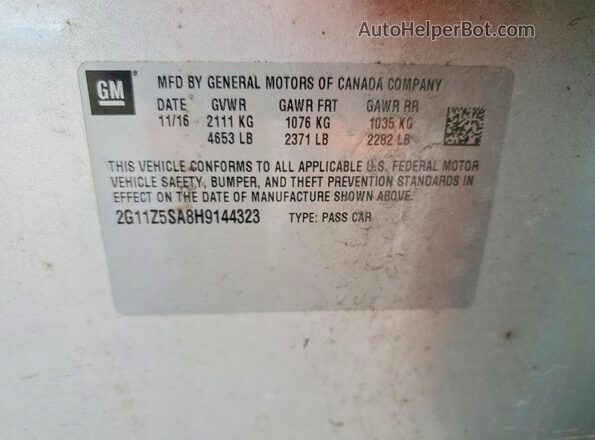2G11Z5SA8H9144323 2017 CHEVROLET IMPALA Silver ძრავის განყოფილების ხედი