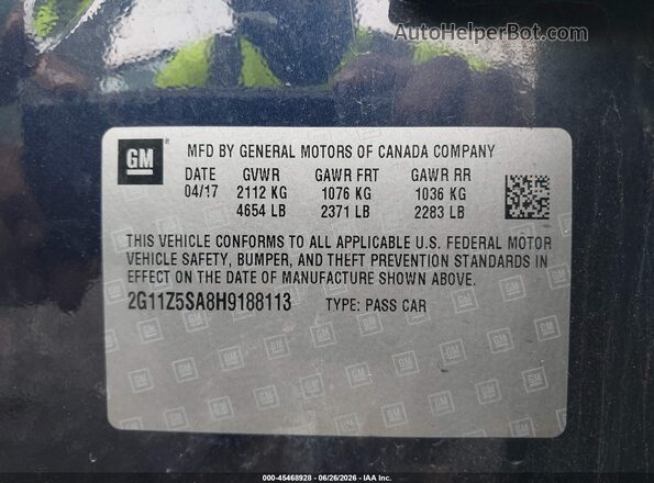 2G11Z5SA8H9188113 2017 CHEVROLET IMPALA Dark Blue Շարժիչի բաժամունքի տեսք