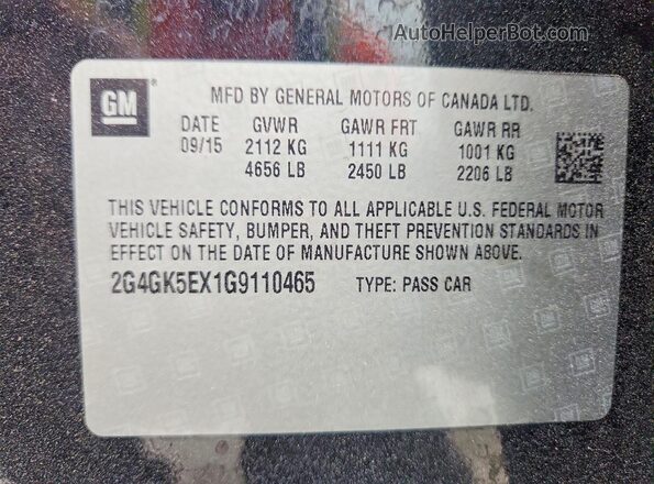 2G4GK5EX1G9110465 2016 BUICK REGAL Black VIN կոդի պիտակի տեսք