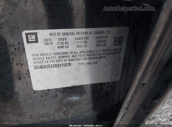 2G4GK5EX6G9115578 2016 BUICK REGAL Black Շարժիչի բաժամունքի տեսք