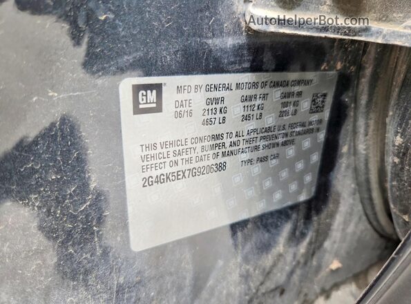 2G4GK5EX7G9206388 2016 BUICK REGAL Угольный Вид подкапотного пространства