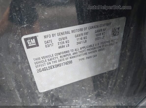 2G4GL5EX0H9174298 2017 BUICK REGAL Black Widok komory silnika