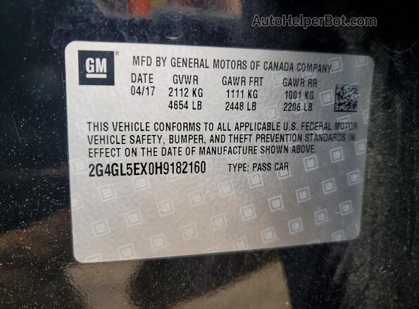 2G4GL5EX0H9182160 2017 BUICK REGAL Black ძრავის განყოფილების ხედი