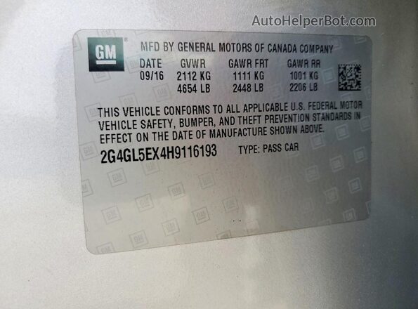 2G4GL5EX4H9116193 2017 BUICK REGAL Silver 