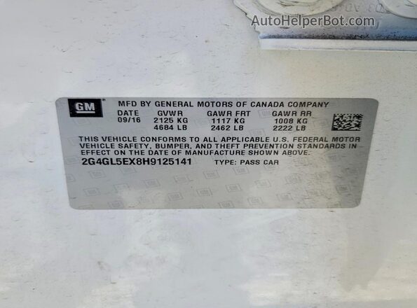 2G4GL5EX8H9125141 2017 BUICK REGAL Белый Вид подкапотного пространства