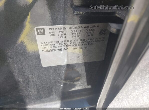 2G4GL5EX8H9151142 2017 BUICK REGAL Gray Engine compartment view